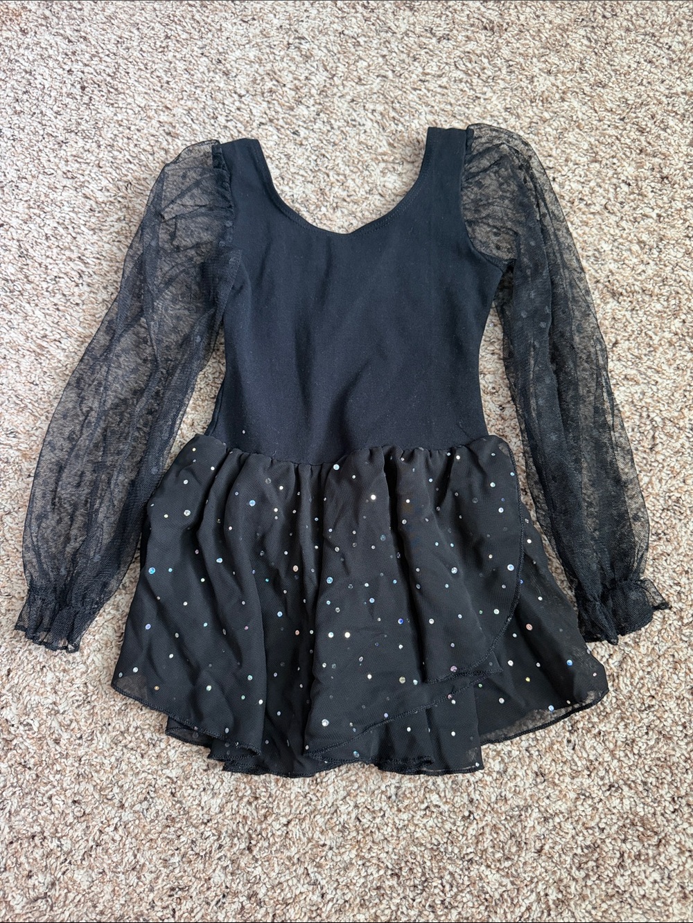 GIRL GYMNASTICS DANCE BALLET LEOTARD WITH MESH LONG SLEEVES